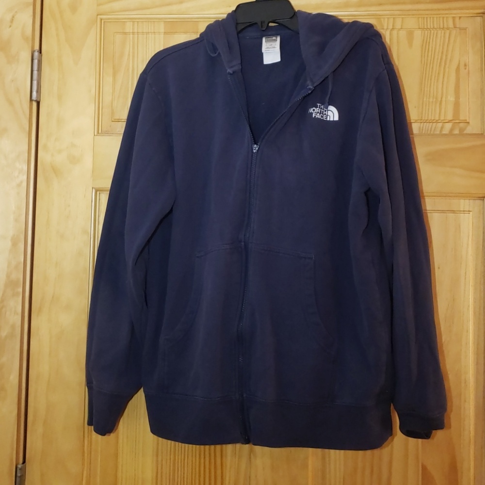 Navy North Face zip up hoodie